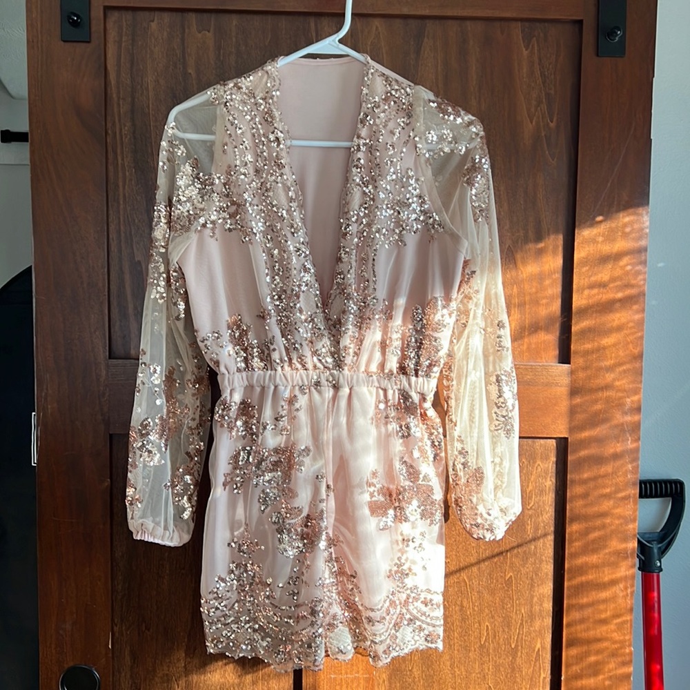 Rose Gold sequin romper